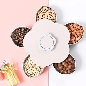 Mua Khay Đựng Mứt Tết Xoay Hình Cánh Hoa 5 ngăn 1 Tầng Màu Xanh Màu Hồng
