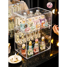 Mua Tủ nước hoa 3 tầng siêu to chống bụi nắp đóng hút nam châm bày được 35-50 chai tiện lợi