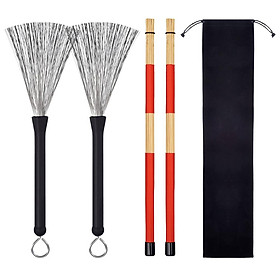 1 Pair Drumsticks Drum Sticks Brush with Storage Bag for Music Lover Gift