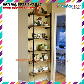 Mua 1 TẶNG 1 - Nội thất ống nước  AS25 Kệ treo gắn tường gỗ kệ ống nước kiêm giá treo quần áo chất liệu ống nước
