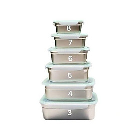 Mua Khay inox đựng thực phẩm lưu trữ kho đông lạnh  có nắp. Dung tích từ 600ml - 5000ml