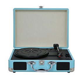 Turntable With Speakers Vintage Phonograph Record Player Stereo Sound Black EU-type
