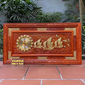 Mua Tranh đồng hồ thuận buồm xuôi gios gỗ hương kích thước 67*127 dày 4cm hoàn thiện dát vàng ĐÀI LOAN loại 1
