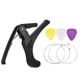 Bộ Phụ Kiện Nhạc Cụ Cho Guitar Ukulele (3 Gảy + 1 Gapo + 3 Dây)