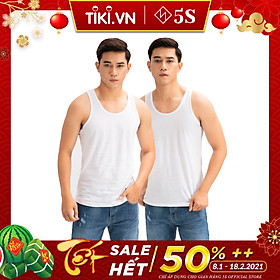Set 2 Áo Ba Lỗ Nam 5S Cao Cấp, 100% Cotton thoáng mát, thấm hút mồ hôi