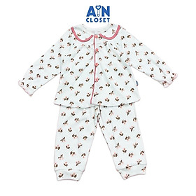 Bộ quần áo dài bé gái họa tiết Hoa Susan cam thun giả trần - AICDBGON3UQX - AIN Closet