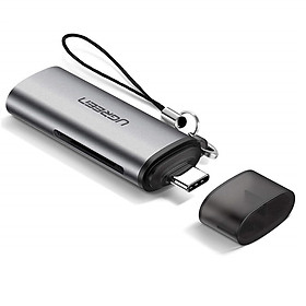 Mua Đầu đọc thẻ USB Type-C cho thẻ nhớ 2 cổng Micro SD/SD và TF có hỗ trợ chức năng OTG màu Xám Ugreen TC50704CM184 Hàng chính hãng.