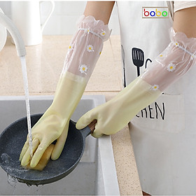 Găng tay rửa chén dày lót nỉ hoạt hình găng tay làm bếp giặt giũ làm việc nhà babo (TG11)