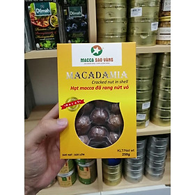 Macca Sấy Nứt Vỏ Hộp Vàng 250gr Size Lớn - Tăng Cường Sức Khỏe Tim Mạch, Chống Oxy Hóa