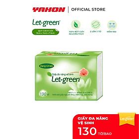 Combo Giấy Vệ Sinh Đa Năng LET-GREEN 15*21cm Bao 130 Tờ (260 Lớp) | Bột Giấy Nguyên Thủy, Không Bụi