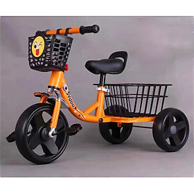 Xe đạp 3 bánh, xe đạp trẻ em có giỏ đồ lớn đằng sau đủ màu cho bé - Cam