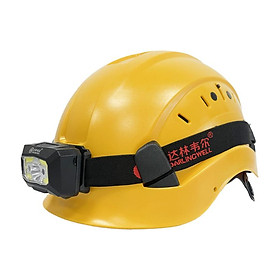 Construction Safety Helmet With Light CE ABS HardHat Aloft Work ANSI Industrial Work At Night Protection Color: Yellow Hat BK Led