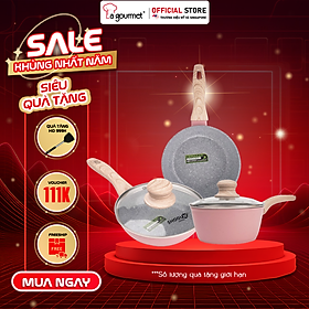 Mua Bộ nồi chảo chống dính Ceramic đáy 6 lớp ăn dặm cho bé La gourmet Baby set màu hồng - sử dụng được tất cả loại bếp - 417893