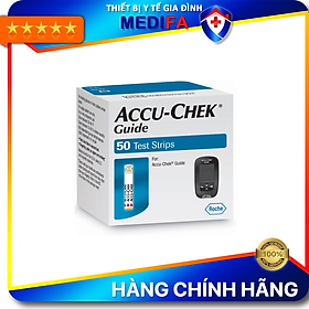 Hộp 50 que thử đường huyết Accu-Chek Guide chính hãng Roche, có tem nhập khẩu và nhãn phụ Tiếng Việt