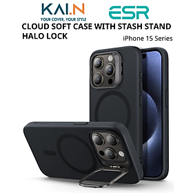 Ốp Lưng Case ESR Silicone Sạc Không Dây Dành Cho iPhone 15 Pro Max / iPhone 15 Pro, Cloud Soft Case with Stash Stand (HaloLock) - HÀNG CHÍNH HÃNG