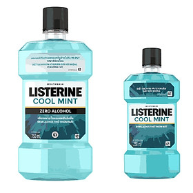 Nước súc miệng Listerine Zero không cay 750ml + Tặng 1 coolmint 250ml