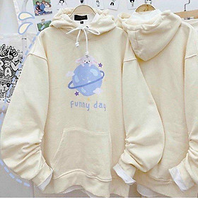 Áo hoodie nam nữ nỉ ngoại tay phồng nhúng in chú cừu ôm hành tinh nón 2 lớp dễ thương,Áo khoác hoodie nỉ ngoại có mũ freesize form rộng nam nữ unisex mặc cặp, nhóm, lớp