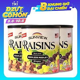 Combo 3 Hộp Nho Khô Mỹ KhôngHạt Sunview Raisins 425g Nho Thập Cẩm