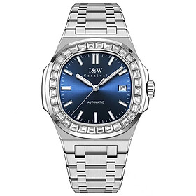 Đồng hồ nam chính hãng I&W CARNIVAL 750G2-T2 hàng mới fullbox, Kính sapphire xước,Chống nước 50m ,Máy cơ (Automatic),mặt xanh Navy dây thép không gỉ