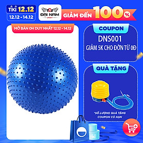 Bóng Tập Yoga,Bóng Tập Gym Gai Đường Kính 65cm Chịu Lực 100kg + Kèm Bơm Tay Mini