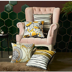 Mua Gối Tựa Lưng Sofa Hoa Lụa Sọc Vàng Sang Trọng Chất Êm Ái