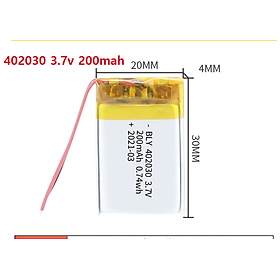 Pin Sạc Lithium Polymer 3.7V 200mah 402030 Cho tai nghe,loa Mp3 MP4 MP5 GPS PSP Bluetooth