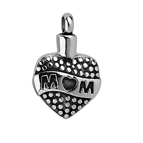 Stainless Heart Shape Mom Cremation Ash Urn Keepsake Pendant for Necklace