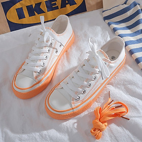 IELGY Hong Kong wind canvas shoes female Korean version of Harajuku retro wild flat white shoes