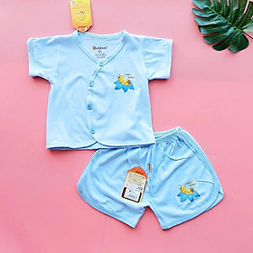 Bộ sơ sinh cotton tay ngắn cài lệch nhiều màu cho bé