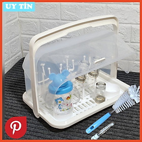 khay.giá úp bình sữa, cao cấp màu trắng ( tặng cọ ly 2 in 1)