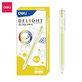 01 Bút bi nước mực gel bấm nhiều màu 0.5mm Deli xinh xắn nhanh khô viết đều trơn tru lâu hết mực chất lượng cao EG118