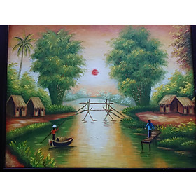 Mua Tranh Treo Tường - Một Chiều Ở Làng Quê 30x40cm - Sơn Dầu Vẽ Tay