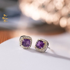 Bông tai thạch anh tím và bạc BT234