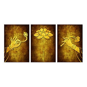 Mua Bộ 3 Tranh Trang Trí  Sen Vàng  - W297