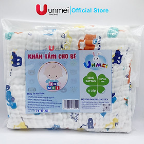 UNMEI - Khăn Xô Tắm In Hình Nhăn, Khăn Xô Xuất Nhật 6 lớp Nhăn Cao Cấp Dùng Lau Cho Bé, Choàng Đi Ra Ngoài 110x110cm - Hàng Loại 1 Unmei Trading