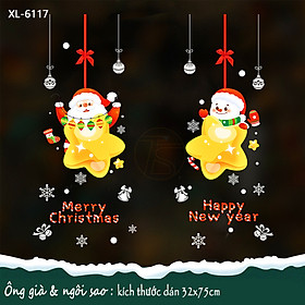 Decal Trang Trí Noel Merry Christmas Dán Tĩnh Điện Dịp Giáng Sinh, Tết 2023 Phù Hợp Shop Thời Trang, Văn Phòng