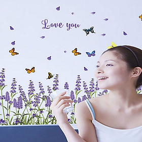 Decal dán tường chân rào hoa oải hương sk 7038