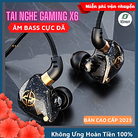 Tai Nghe Dây Nhét Tai Chống Ồn XSmart X6 Âm Thanh Siêu Bass Nghe Nhạc, Xem Phim, Chơi Game Cực Đã Tích Hợp Mic Lọc Âm, jack 3.5 - Hàng Chính Hãng