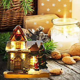 DIY Christmas Snow House Village Miniature Model Chrismas LED Lights House Xmas Statue Gift Ornaments