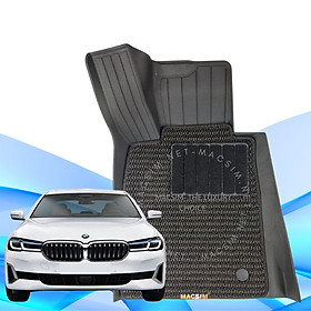 Thảm lót sàn xe ô tô 2 lớp cao cấp BMW 5 series 2016-2022 nhãn hiệu Macsim 3W - chất liệu nhựa TPE đúc khuôn cao cấp - màu đen