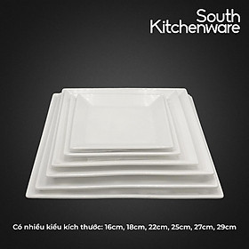 Dĩa vuông lá 16cm, 18cm, 22cm, 25cm, 27cm, 29cm Misc-Assortment Lys Trắng Ngà sứ tráng men cao cấp Minh Long