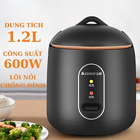 Nồi cơm điện mini Chigo 1.2L chống dính - Nồi đa năng cao cấp hầm,kho, nấu cháo, xào nấu nhanh chóng an toàn