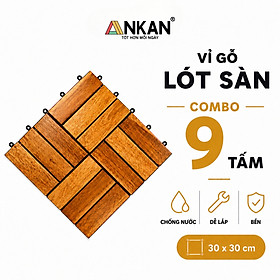 Combo 9 Ván Sàn Gỗ Tự Nhiên Màu Nâu Vàng, Vỉ Gỗ Lót Sàn Ban Công, Sân Vườn, Hồ Bơi, Phòng Spa, Siêu Bền, Chịu Nước Tốt, Chống Trơn Trượt, Tiêu Chuẩn Xuất Khẩu