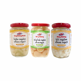 Combo 1 Hũ Củ Kiệu Ngâm Chua Ngọt 370g + 1 Hũ Cà Pháo Muối Ngâm 370g + 1 Hũ Tỏi Ngâm Chua Ngọt 200g Sông Hương Foods
