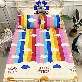 Bộ ga giường poly cotton LIDACO drap giường đủ size nệm 1m2, 1m4, 1m6, 1m8