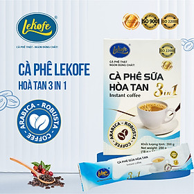 Cà phê sữa hòa tan 3in1 Lekofe 100% cà phê nguyên chất đậm vị cà phê thơm vị sữa Hộp 16 gói 288g