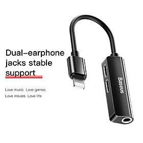 Đầu sạc Adapter 3 in 1 Baseus chia cổng iPhone thành 2 cổng iPhone và 1