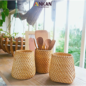 Mua Cốc Mây Tre Đan Thủ Công Đa Năng - Đựng Bút  Cắm Hoa  Trang Trí Bàn Làm Việc - Phong Cách Vintage