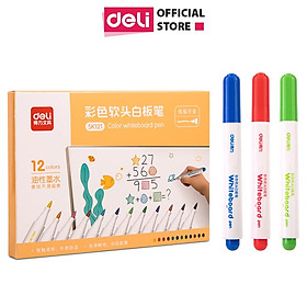 Set bút lông bảng bút dạ bảng 12 màu deli - phù hợp học sinh văn phòng viết vẽ bảng từ trắng - sk121