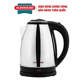 Ấm siêu tốc Sunhouse Happy time HTD1081, Công suất 1500W, Dung tích 1,8 lít, Chất liệu inox, Bảo hành 12 tháng